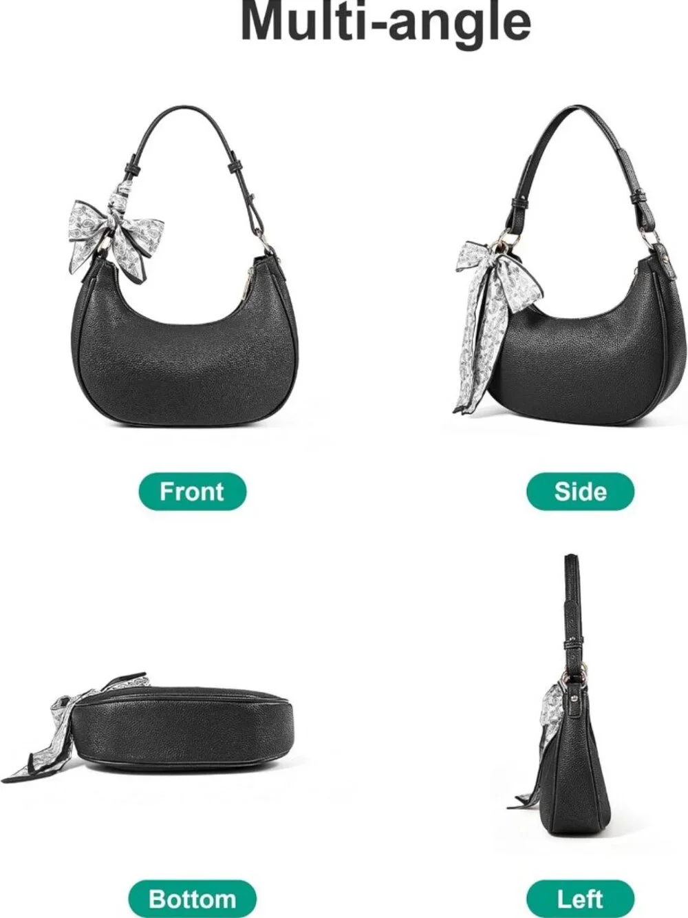 Stylish Litchi Leather Shoulder Bag for Women - Chic Hobo Underarm Handbag